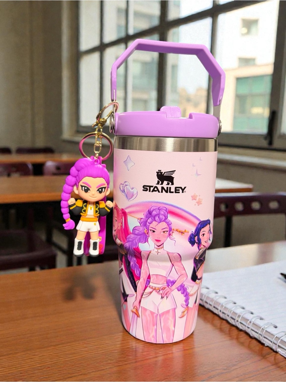 Pink & Lavender Koop Demon hunter girls  Graphic Tumbler  with Keychain